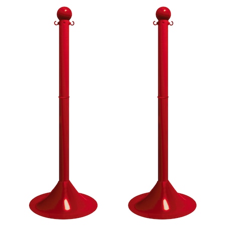 Mr. Chain Red Light Duty Stowable Stanchion, 2PK 93505-2
